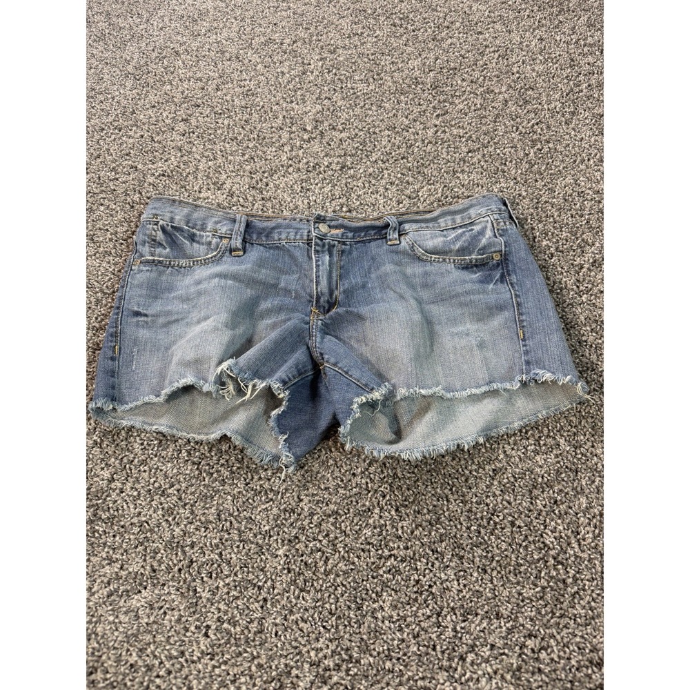 Vintage Y2K Old Navy Ultra Low Waist Jean Shorts Women's Size 14 Blue